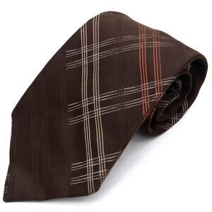 Vintage Sanger Harris Men's Brown Plaid 60's 70's Necktie